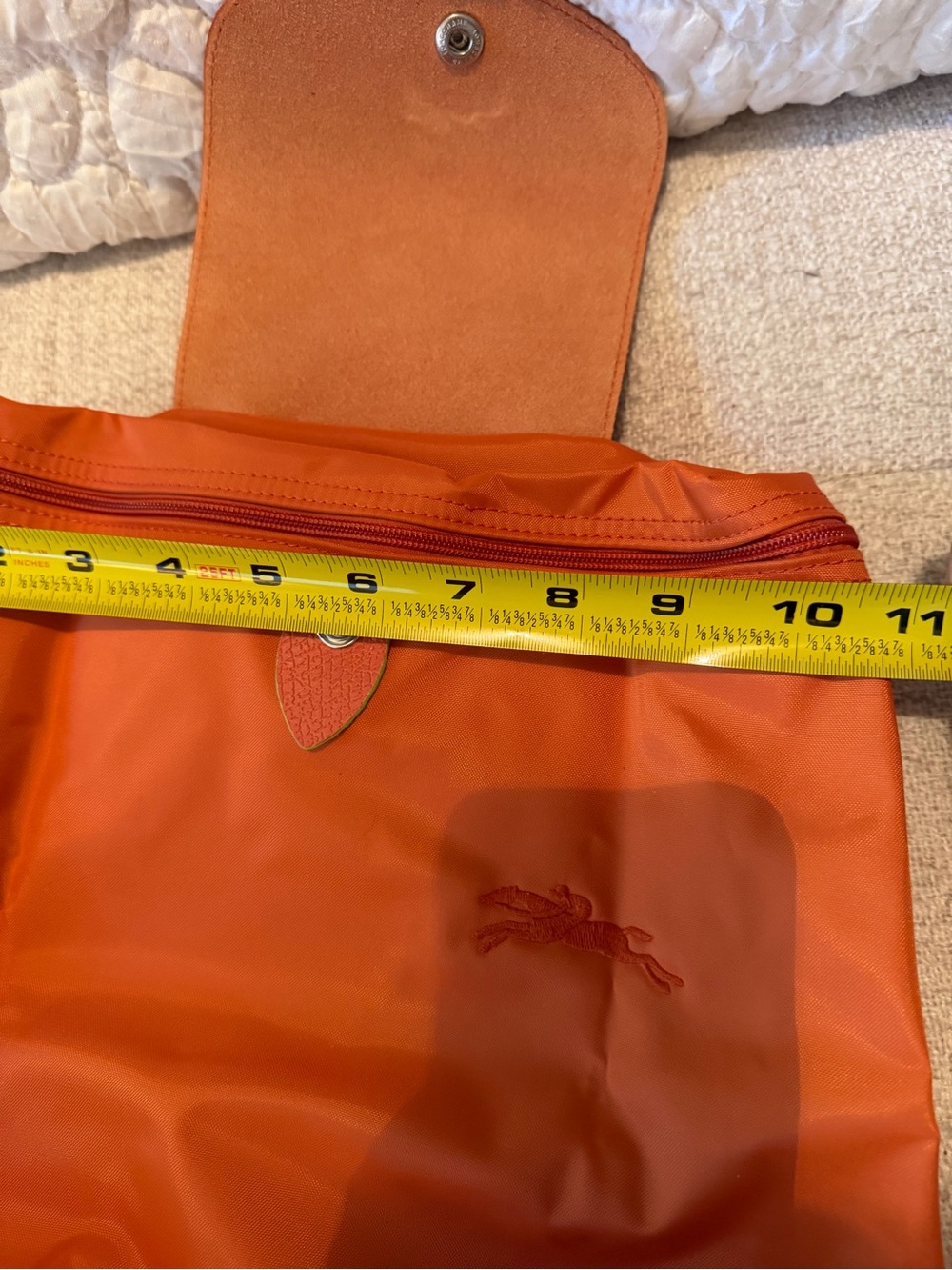 Longchamp Orange Le Pliage Recycled Canvas Backpack - Picture 10 of 12
